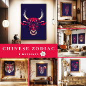 Chinese Zodiac Dragon Wall Art Print Japandi Decor キャンバスプリント