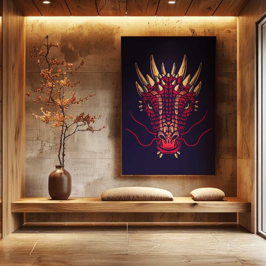 Chinese Zodiac Dragon Wall Art Print Japandi Decor キャンバスプリント