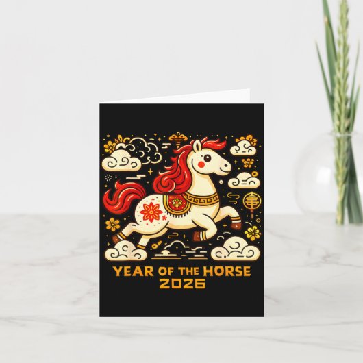 Chinese Zodiac Horse 2026 Lunar New Year Art Gift  カード (正面)