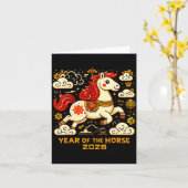 Chinese Zodiac Horse 2026 Lunar New Year Art Gift  カード (黄色い花)