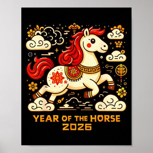Chinese Zodiac Horse 2026 Lunar New Year Art Gift  ポスター (正面)