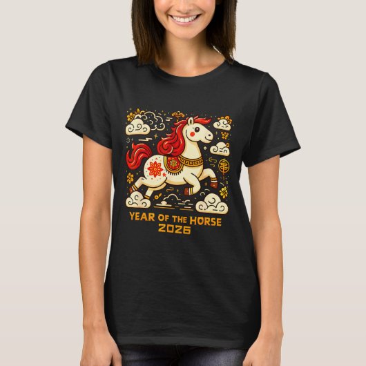 Chinese Zodiac Horse 2026 Lunar New Year Art Gift  Tシャツ (正面)