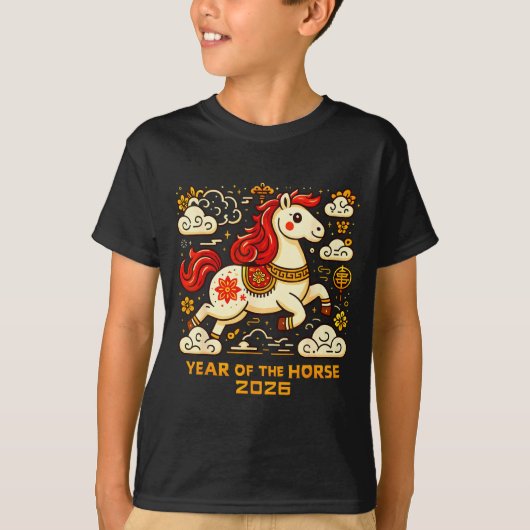 Chinese Zodiac Horse 2026 Lunar New Year Art Gift  Tシャツ (正面)