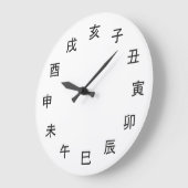 Chinese Zodiac Kanji Clock - Horloge en Acrylique ラージ壁時計 (傾斜)