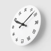 Chinese Zodiac Kanji (rotated) Clock -  ラウンド壁時計 (傾斜)