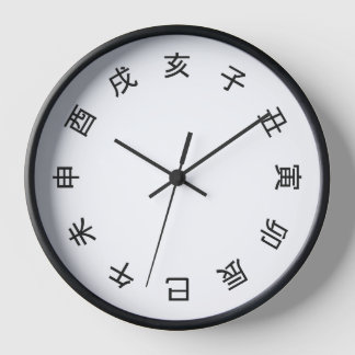 Chinese Zodiac Kanji (rotated) Clock - 壁時計