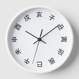 Chinese Zodiac Kanji (rotated) Clock -  壁時計