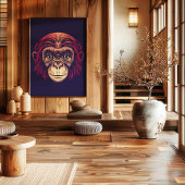 Chinese Zodiac Monkey Wall Art Print Japandi Decor キャンバスプリント