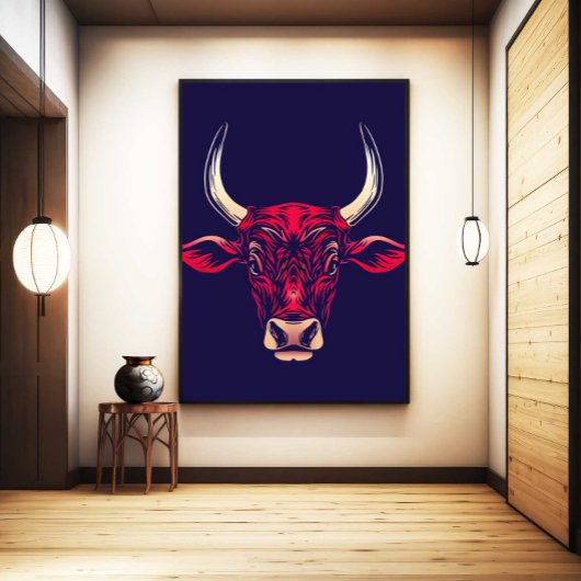 Chinese Zodiac Ox Wall Art Print Japandi Decor キャンバスプリント