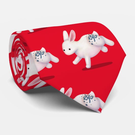 Chinese Zodiac Rabbit Cute Astrology Sign ネクタイ (ロール)