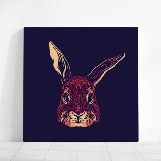 Chinese Zodiac Rabbit Wall Art Print Rustic Decor キャンバスプリント