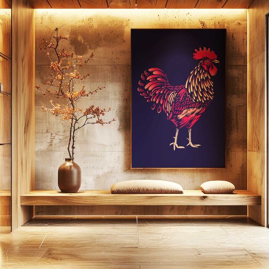 Chinese Zodiac Rooster Wall Art Print | Japandi  キャンバスプリント