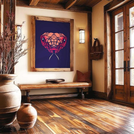 Chinese Zodiac Snake Wall Art Print Rustic Decor キャンバスプリント