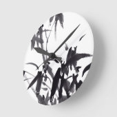 Chinesische Bambus-Tuschekunst  ラウンド壁時計 (傾斜)