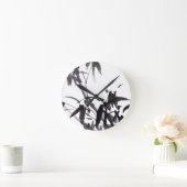 Chinesische Bambus-Tuschekunst  ラウンド壁時計 (ホーム)