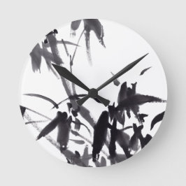 Chinesische Bambus-Tuschekunst  ラウンド壁時計