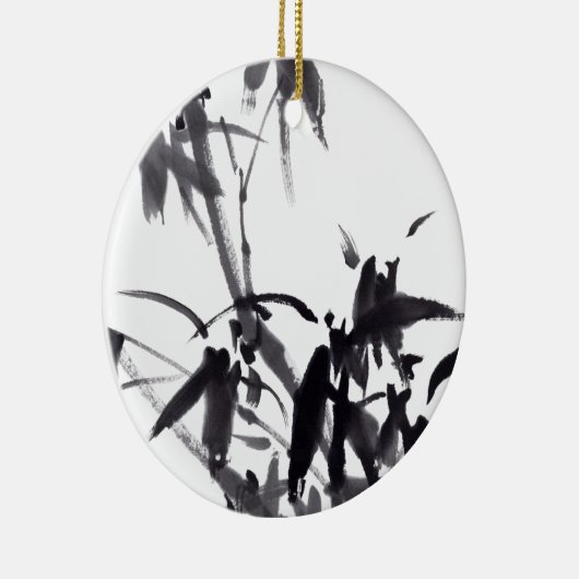 Chinesische Kunst mit Bambusmalerei セラミックオーナメント (右)