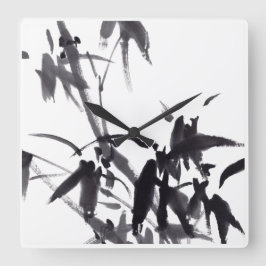 Chinesische Kunst mit Bambusmotiv スクエア壁時計