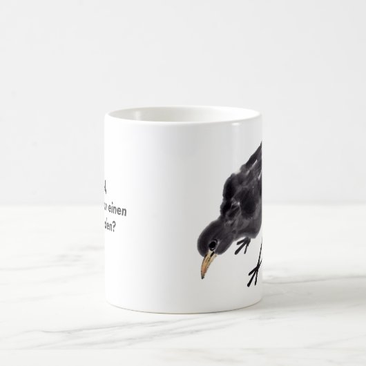 Chinesische Tuschekunst mit Amsel-Vogelmotiv  コーヒーマグカップ (中央)