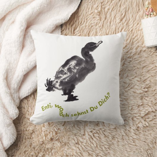 Chinesische Tuschekunst mit Entenmotiv クッション (ブランケット)