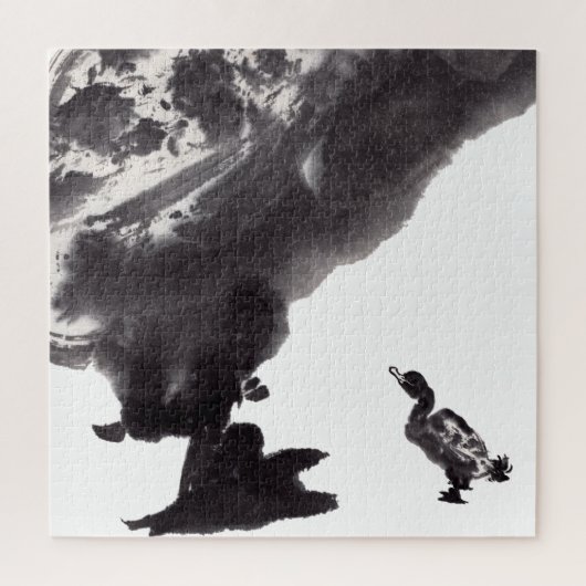 Chinesische Tuschekunst mit Entenmotiv ジグソーパズル (縦)