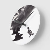 Chinesische Tuschekunst mit Entenmotiv ラウンド壁時計 (傾斜)