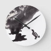 Chinesische Tuschekunst mit Entenmotiv ラウンド壁時計 (正面)