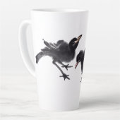 Chinesische Tuschekunst mit Vogelmotiv カフェラテマグ (左アングル)