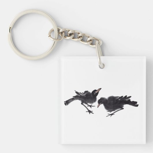 Chinesische Tuschekunst mit Vogelmotiv キーホルダー (正面)