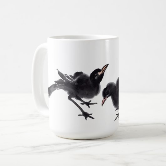 Chinesische Tuschekunst mit Vogelmotiv コーヒーマグカップ (正面左)