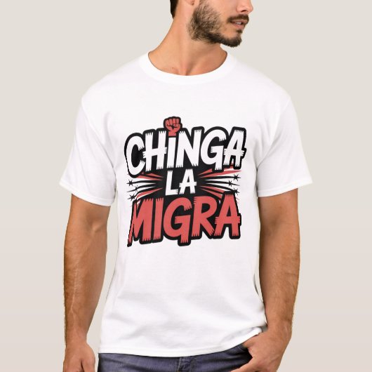 Chinga La Miga – アーバンストリートウェア抗議シャツ Tシャツ (正面)
