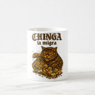 Chinga la migra ネコ ICE批判 政治的抗議 コーヒーマグカップ