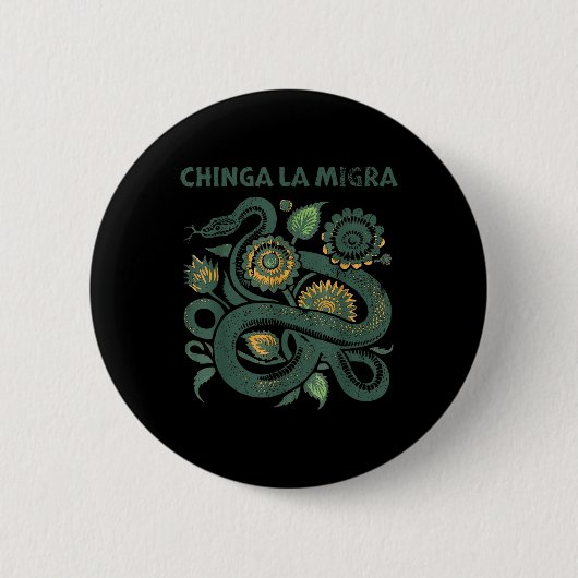 Chinga La Migra プロ移民 ファシズム 人権 缶バッジ (正面)