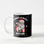 Chinga La Migra Putos Christmas Santa Feliz Navida コーヒーマグカップ (左)