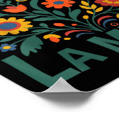 Chinga La Migra Retro Flowers  ポスター (角)