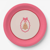 Chingerbread Christmas Tree Pink Christmas Plate  ペーパープレート (正面)