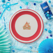 Chingerbread House Christmas Plate Red ペーパープレート (パーティー)