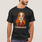 Chingona Dia de los Muertos Floral Sugar Skull Lat Tシャツ (正面)