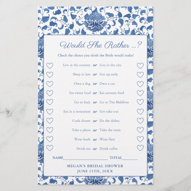 Chinoiserieこれまたはそのブライダルシャワーゲーム (正面)