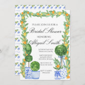 Chinoiserieと柑橘類のブライダルシャワーへの招待 招待状 (正面/裏面)