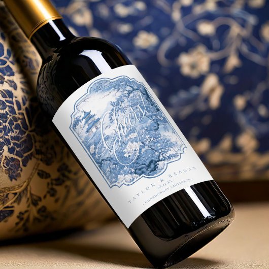 Chinoiserieの結婚パターン応援ID1094 ワインラベル