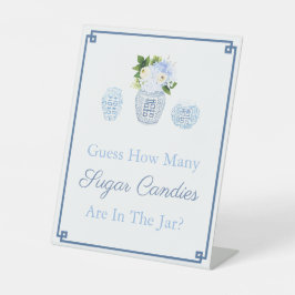 Chinoiserieは青と白のテーブルの数を推測 台座サイン