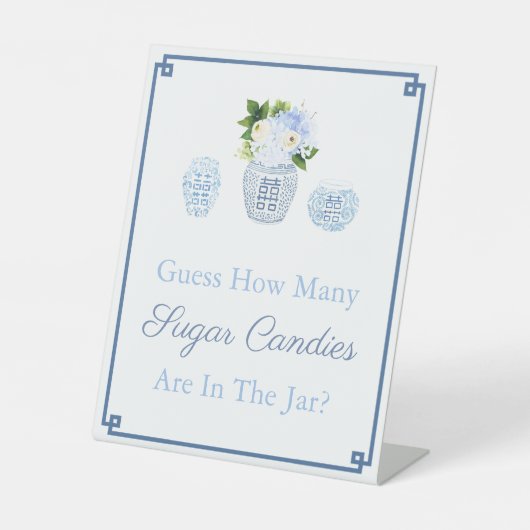 Chinoiserieは青と白のテーブルの数を推測 台座サイン (正面)