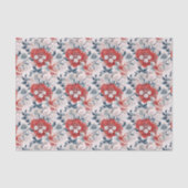 Chinoiserieアジアの白い赤いグレーのフローラの切り離し 薄葉紙 (正面)