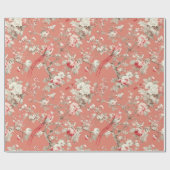 Chinoiserieアジアの鳥フローラWhitePink Decompage ラッピングペーパー (フラット)