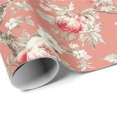 Chinoiserieアジアの鳥フローラWhitePink Decompage ラッピングペーパー (ロールコーナー)