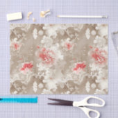 Chinoiserieアジアフローラホワイトピンクのデコページ 薄葉紙 (クラフト)