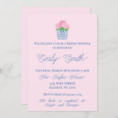 Chinoiserieアジサイのブライダルシャワー招待 招待状 (正面/裏面)