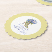 Chinoiserieイエローハイヒールシューズブライダルシャワー ペーパーコースター (アングル)