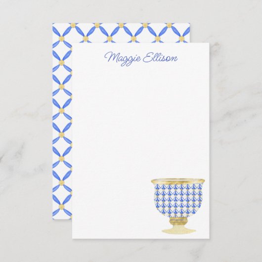 Chinoiserieウォーターカラーシックな花瓶サンキューカード サンキューカード (正面/裏面)